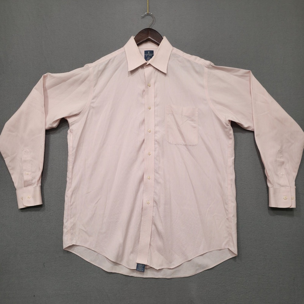 Lanesboro Men's Pink Striped‎ Long Sleeve Button Up Dress Shirt Sz 16-34/35